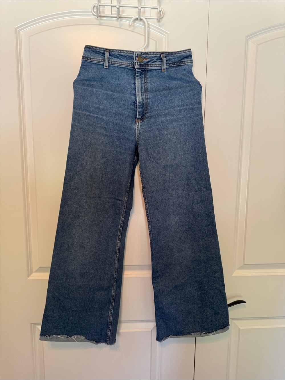 Zara Medium Blue High-Rise Wide-Leg Jeans